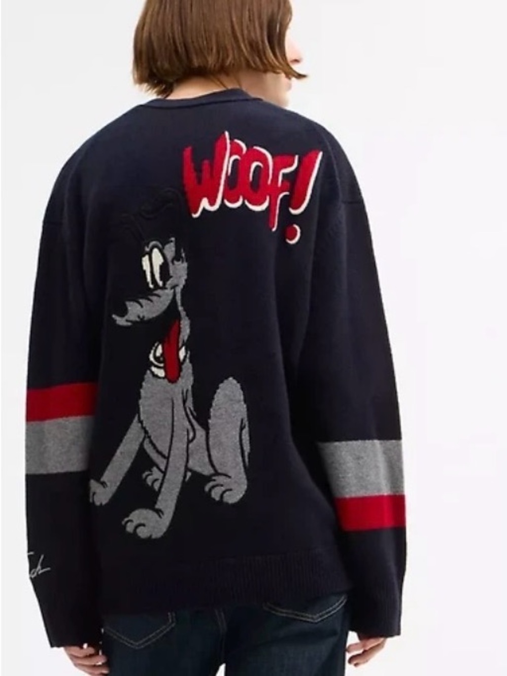 Coach Wool /Cashmere Navy Cardigan Sweater with Pluto Bone Motif